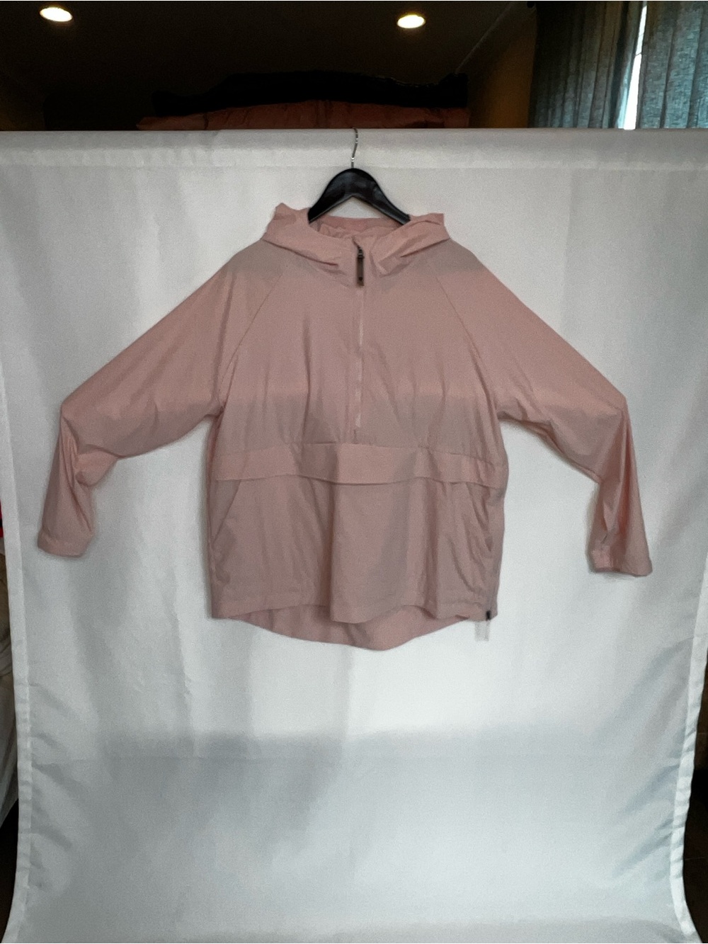 Women's Lightweight Hooded Pullover Jacket - Blush Pink XL NWOT